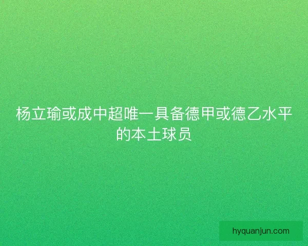杨立瑜或成中超唯一具备德甲或德乙水平的本土球员